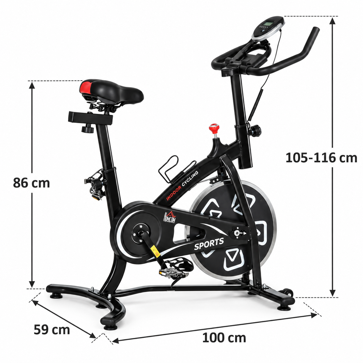 Indoor Exercise Bike with 6kg Flywheel and LCD Monitor – Black