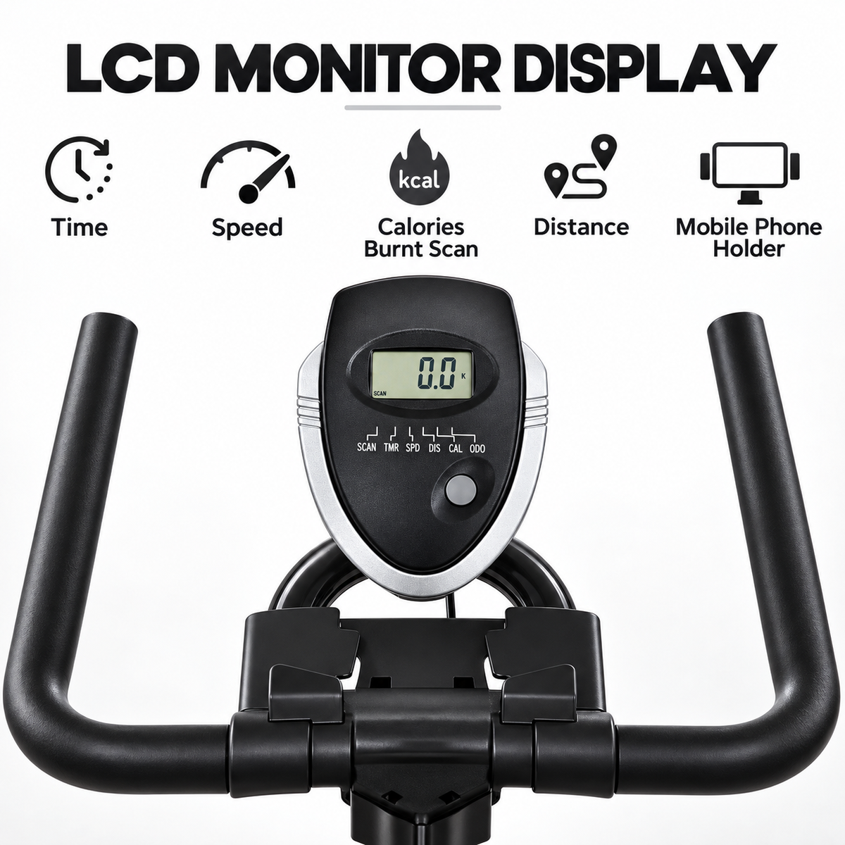 Indoor Exercise Bike with 6kg Flywheel and LCD Monitor – Black