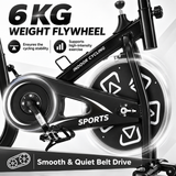 Indoor Exercise Bike with 6kg Flywheel and LCD Monitor – Black