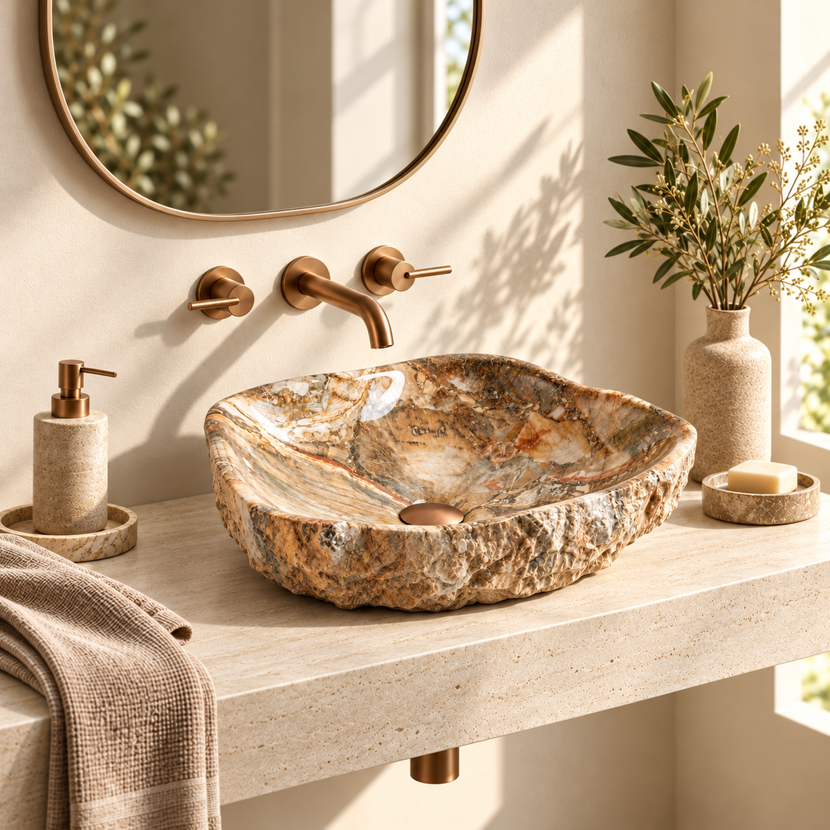 Asymmetrical Artificial Stone Countertop Basin – Canyon