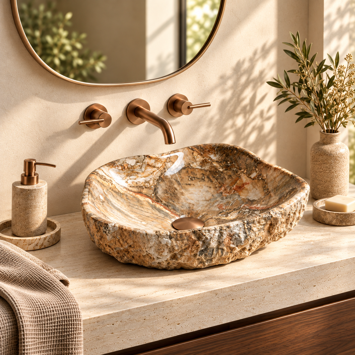 Asymmetrical Artificial Stone Countertop Basin – Canyon