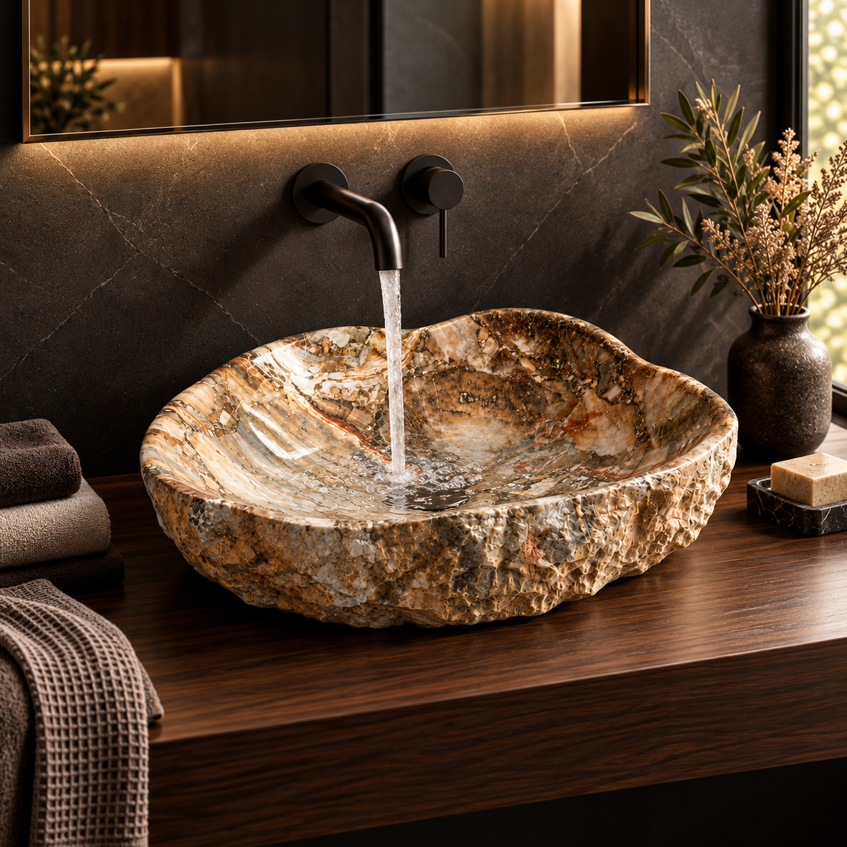 Asymmetrical Artificial Stone Countertop Basin – Canyon