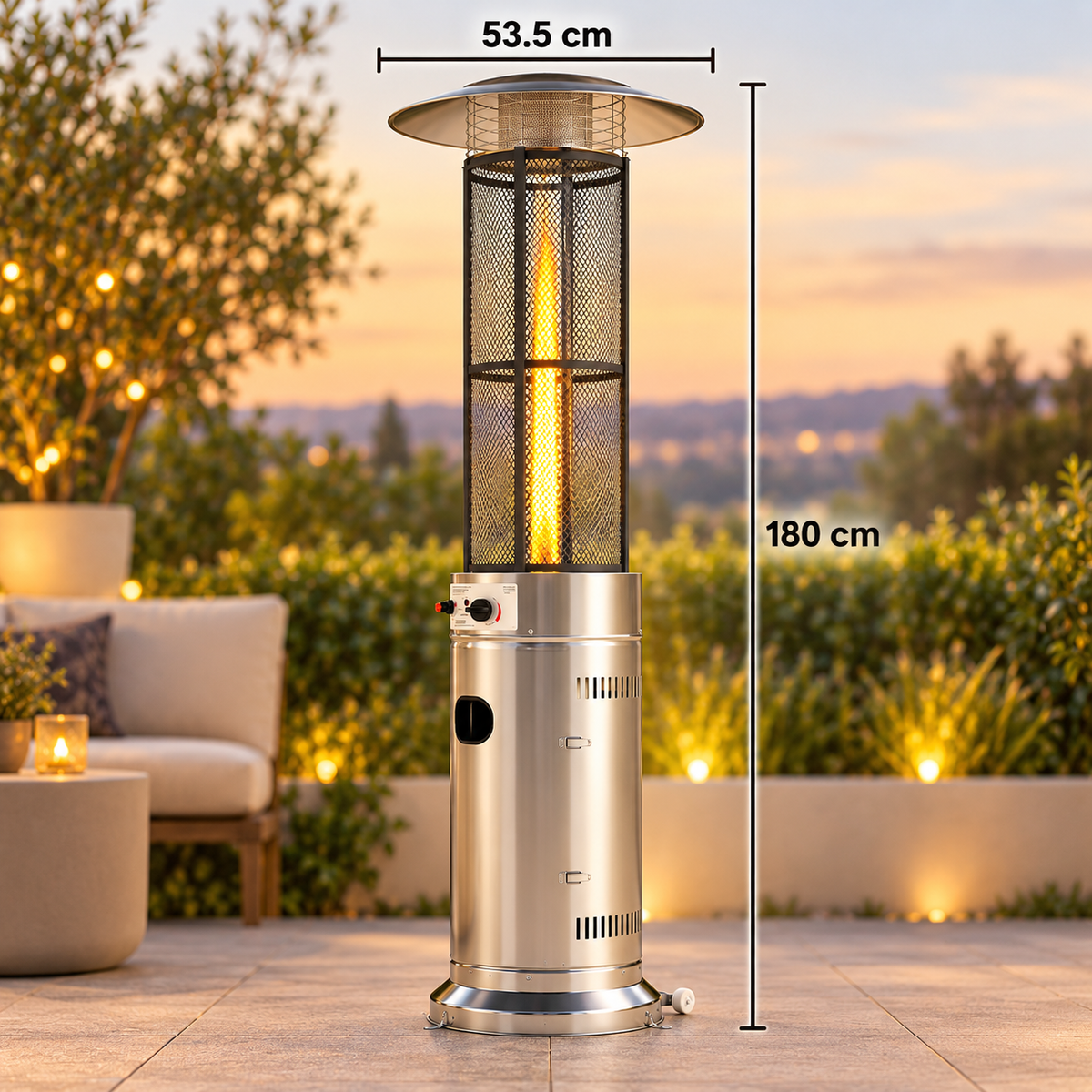 Gas Patio Heater with Wheels – Silver