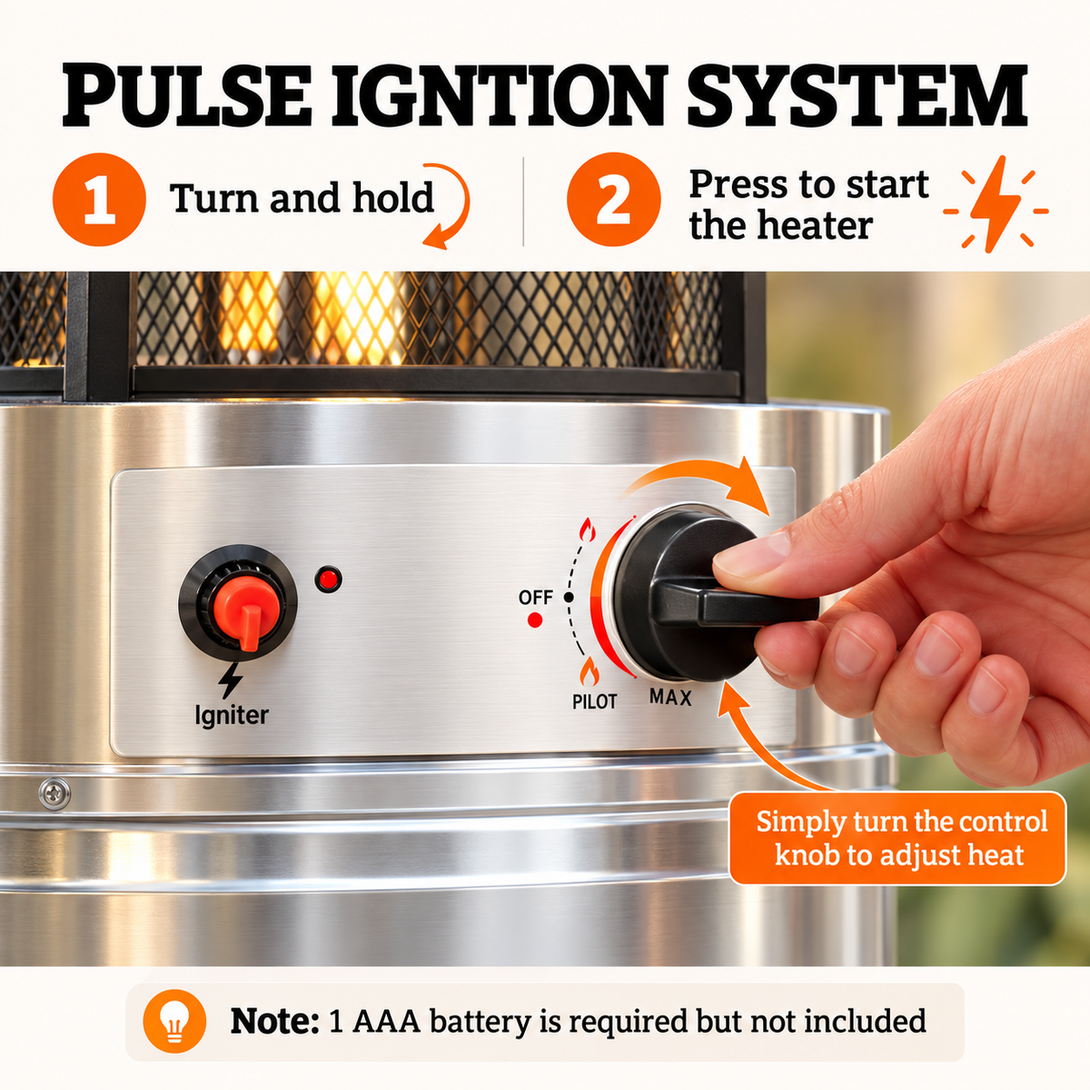 Gas Patio Heater with Wheels – Silver
