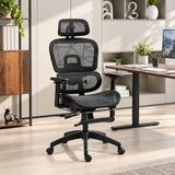 Ergonomic Mesh Office Chair with Footrest & Adjustable Lumbar Support – Black