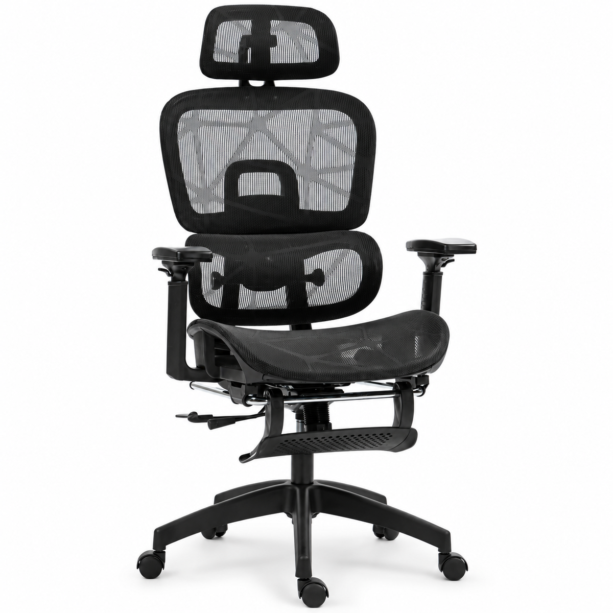 Ergonomic Mesh Office Chair with Footrest & Adjustable Lumbar Support – Black
