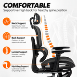Ergonomic Mesh Office Chair with Footrest & Adjustable Lumbar Support – Black