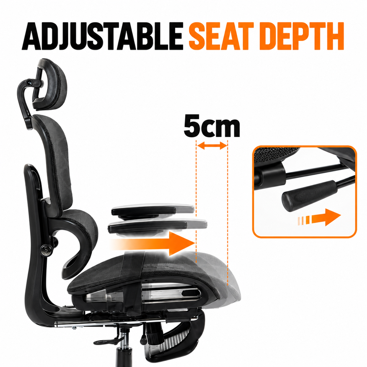Ergonomic Mesh Office Chair with Footrest & Adjustable Lumbar Support – Black