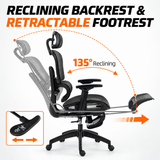 Ergonomic Mesh Office Chair with Footrest & Adjustable Lumbar Support – Black