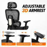 Ergonomic Mesh Office Chair with Footrest & Adjustable Lumbar Support – Black