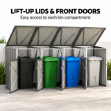 4-Bin Outdoor Storage Shed with Lockable Doors – Galvanised Steel