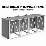 4-Bin Outdoor Storage Shed with Lockable Doors – Galvanised Steel