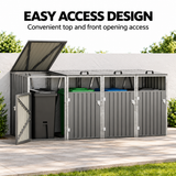 4-Bin Outdoor Storage Shed with Lockable Doors – Galvanised Steel
