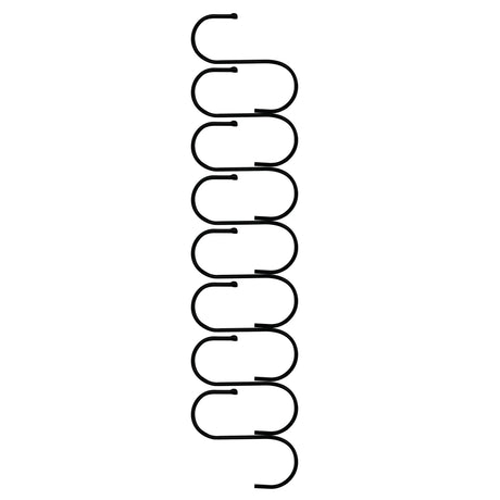 Black S Shape steel hanging hooks set of 8, featuring a smooth finish and sturdy design for versatile storage solutions
