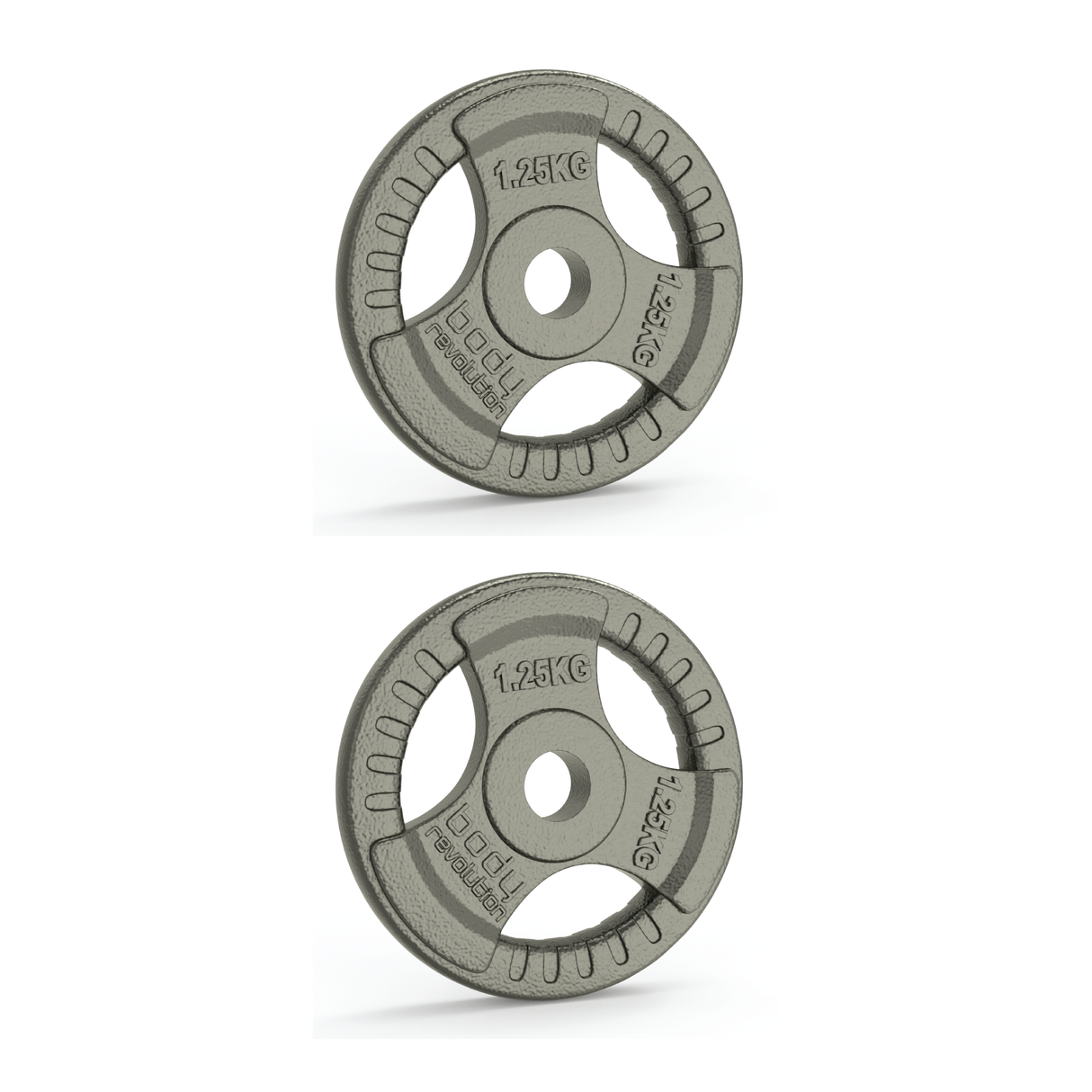 2x 1.25kg Cast Iron Weight Plates - 1" Standard Tri Grip