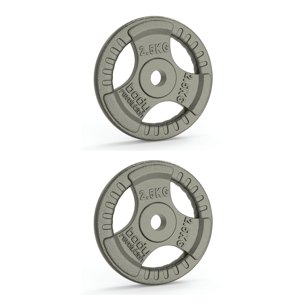 2x 2.5kg Cast Iron Weight Plates - 1" Standard Tri Grip