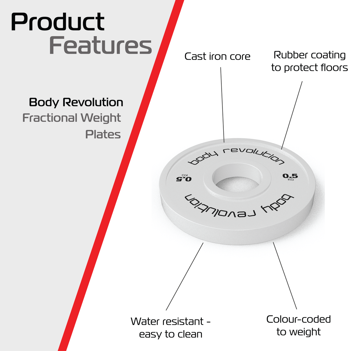2 x 0.5kg Fractional Bumper Plates