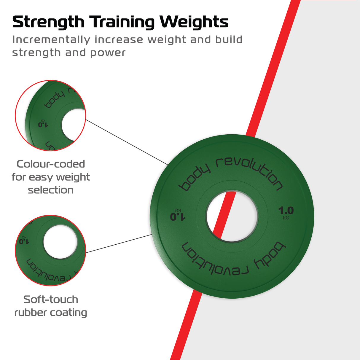 2 x 1kg Fractional Bumper Plates