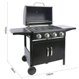 Black Rattan Corner Sofa Set & 4-Burner Gas BBQ Grill Bundle