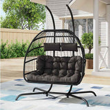 Hanging 2-Seater Egg Chair & Grey 3m LED Cantilever Parasol Bundle