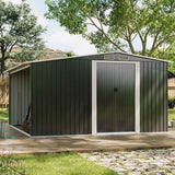 Metal Garden Shed 8ft x 8ft & Q-Rax Heavy Duty Storage Shelving Bundle