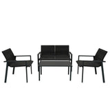 Black Rattan Patio Furniture Set & Portable Charcoal BBQ Grill Bundle