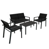 Black Rattan Patio Furniture Set & Portable Charcoal BBQ Grill Bundle