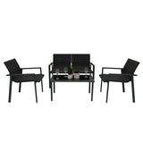 Black Rattan Patio Furniture Set & Portable Charcoal BBQ Grill Bundle
