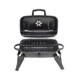 Black Rattan Patio Furniture Set & Portable Charcoal BBQ Grill Bundle