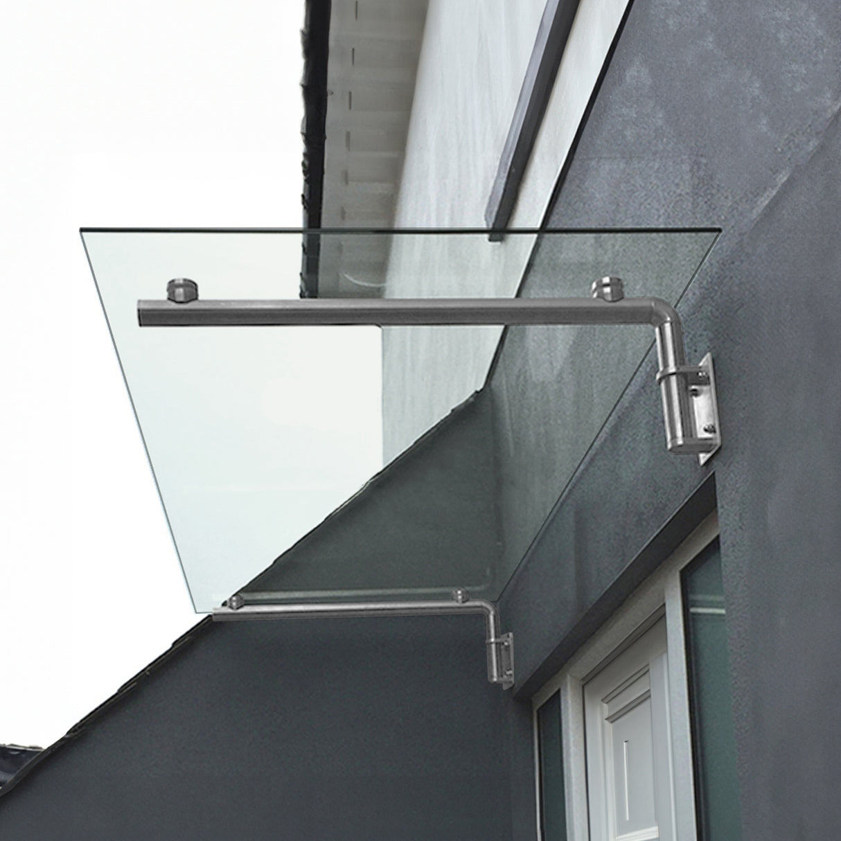 MonsterShop Glass Door Canopy & Brackets, 144cm W, 80cm D