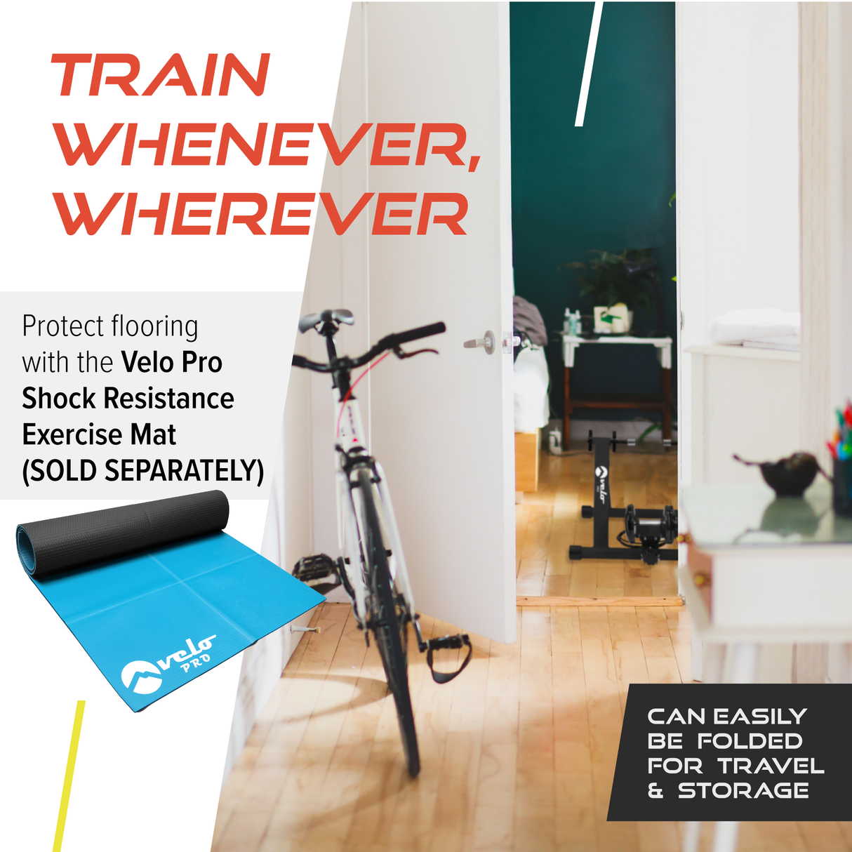 Black Velo Pro Fluid Turbo Trainer with Mat