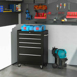 5-Drawer Lockable Tool Storage Trolley – Black