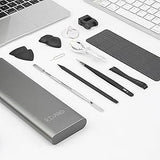 ilabPRO Electric Precision Screwdriver Set with sleek gray case, various tools including tweezers, spudgers, and a suction cup on a white background
