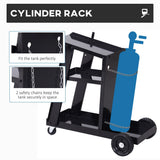 Welding Cart Trolley with Gas Bottle Chain – Black