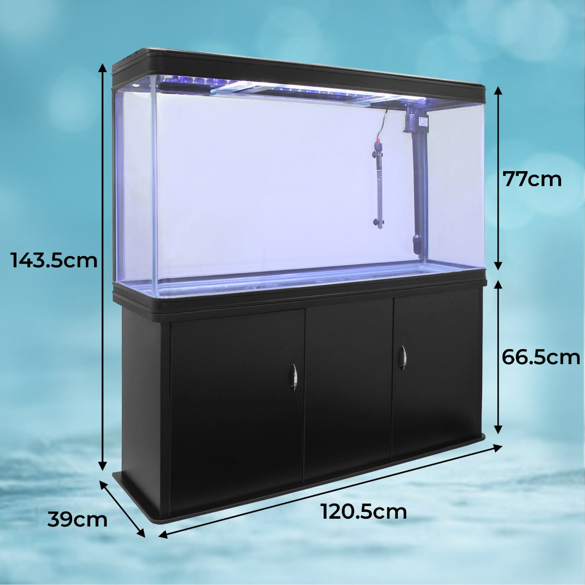 Aquarium Fish Tank & Cabinet with Complete Starter Kit - Black Tank & Black Gravel