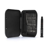 ilabPRO 23 Piece Precision Screwdriver Set in a sleek black case, featuring various metal screwdriver bits and a comfortable handle