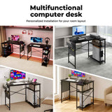 L-Shaped Gaming Desk – Black with Storage Bag