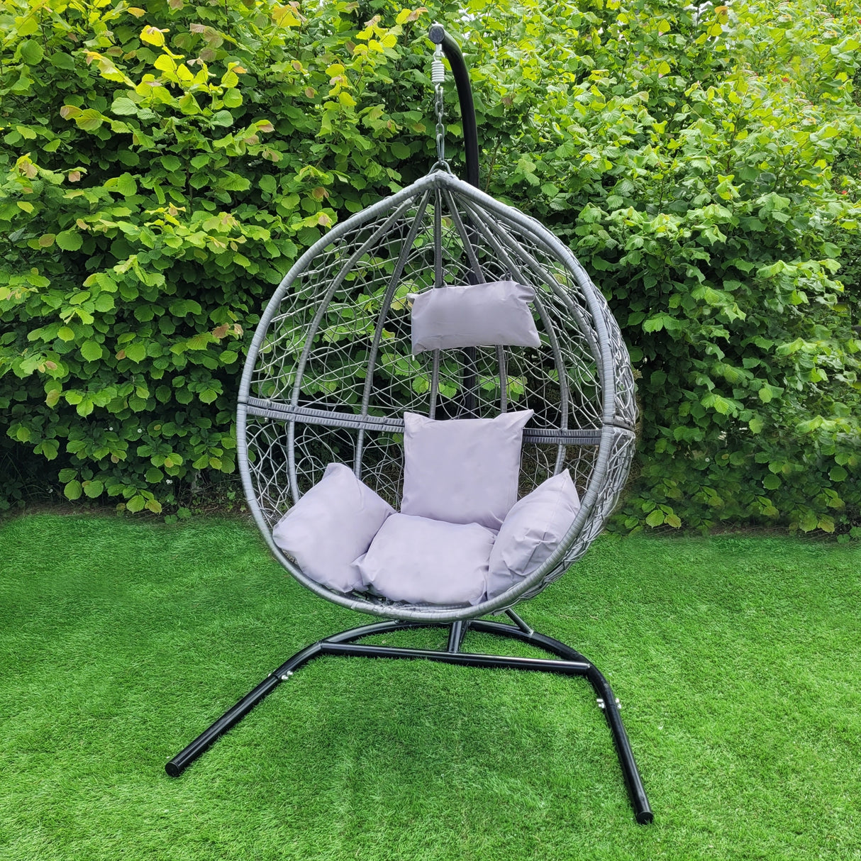 Hanging Rattan Egg Chairs x 2 - Grey
