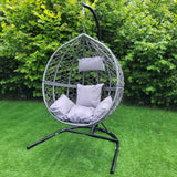 Hanging Rattan Egg Chairs x 2 - Grey