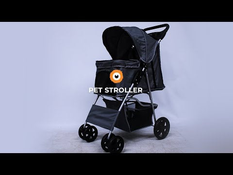 Pet Stroller with Rain Cover – Pink