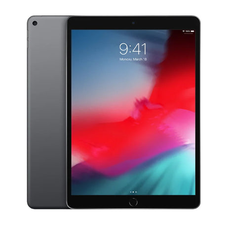 Refurbished Apple iPad Air 3rd Gen in sleek space grey, featuring a vibrant 10.5-inch display and modern design elements