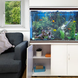 Aquarium Fish Tank &amp; Cabinet with Complete Starter Kit - White Tank &amp; Black Gravel