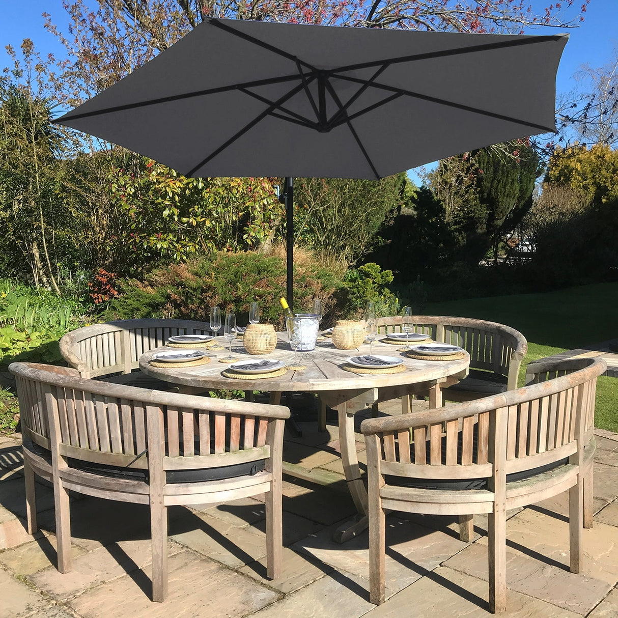 Grey Cantilever Parasol & Square Base