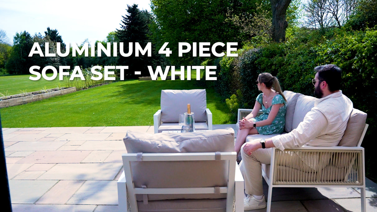 Aluminium 4 Piece Sofa Set - White