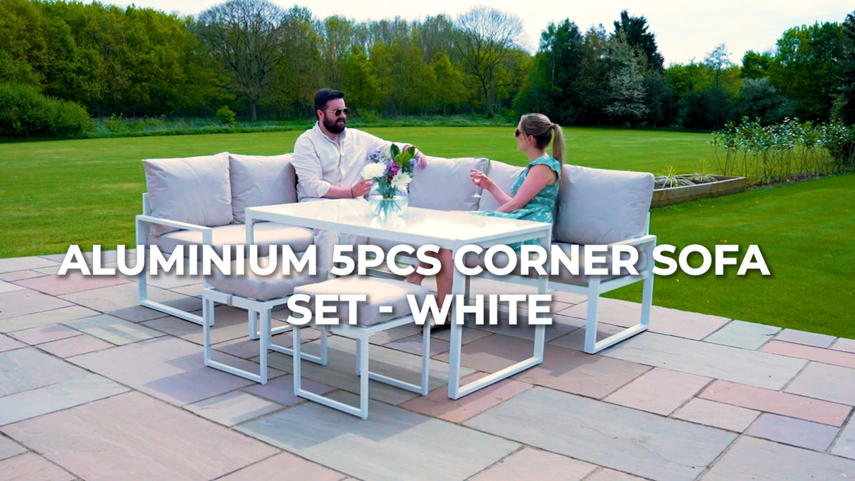 Aluminium Corner Sofa Set - White