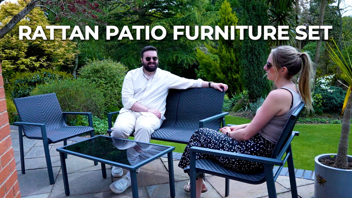 Rattan Patio Furniture Set - Black