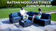 Rattan Modular 7 Piece Furniture Set - Black