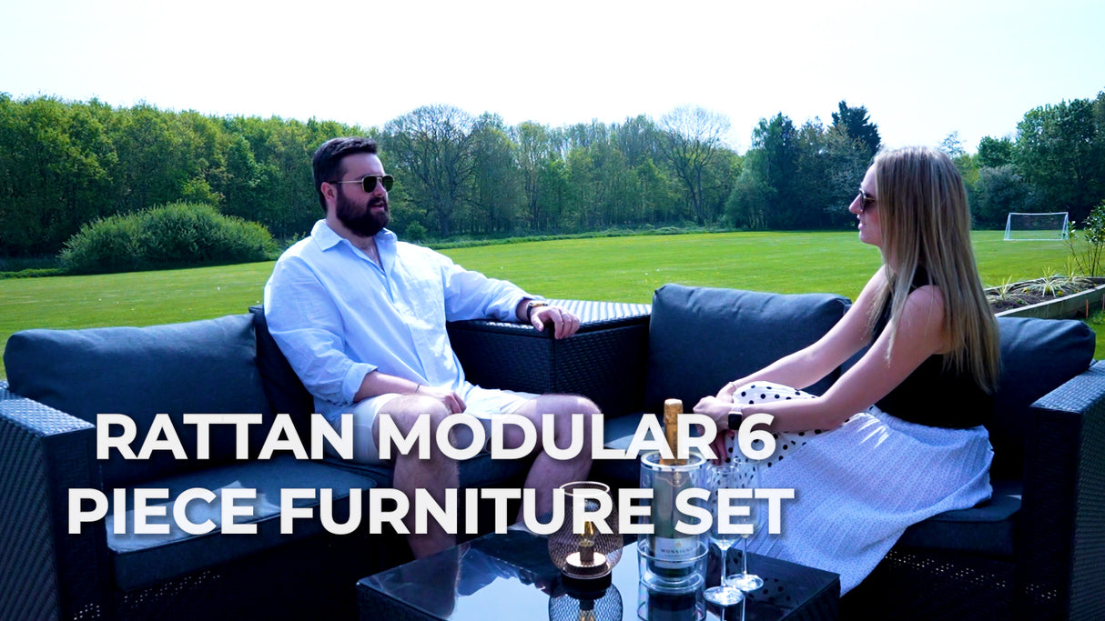 Rattan Modular 6 Piece Furniture Set – Black