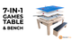 7-In-1 Games Table & Storage Benches x 2 - Grey