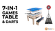 7-In-1 Grey Games Table, Darts Bundle & LED Light